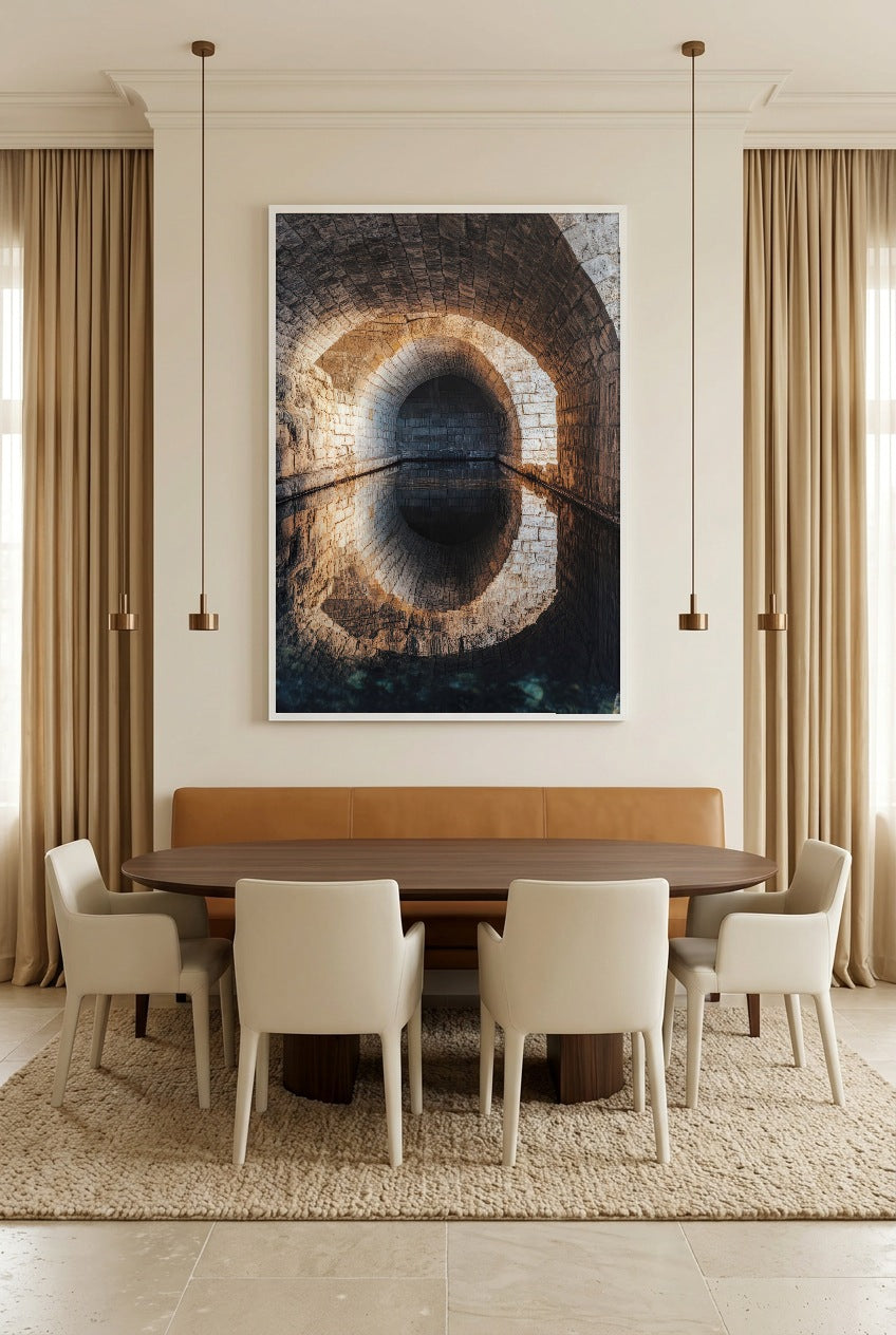 Le Passage Secret — poster in a white frame in a dining room