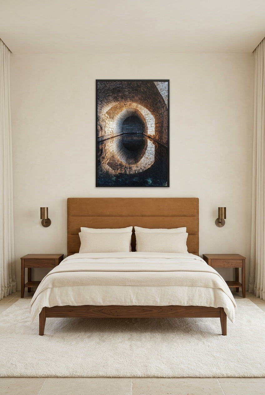 Le Passage Secret — poster in a black frame in a bedroom