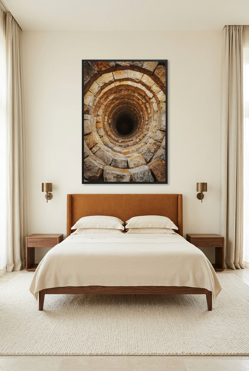 O Abismo — poster com moldura preta num quarto
