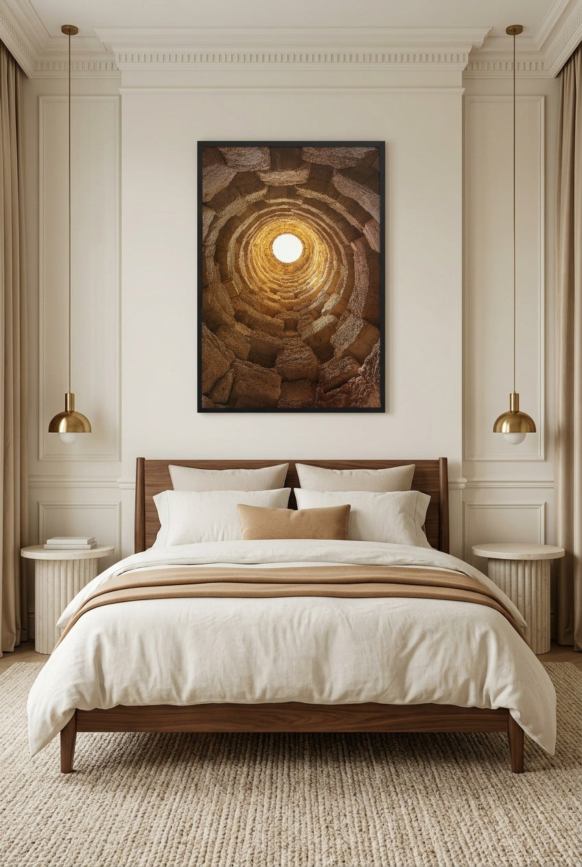Le Sanctuaire — poster com moldura preta num quarto