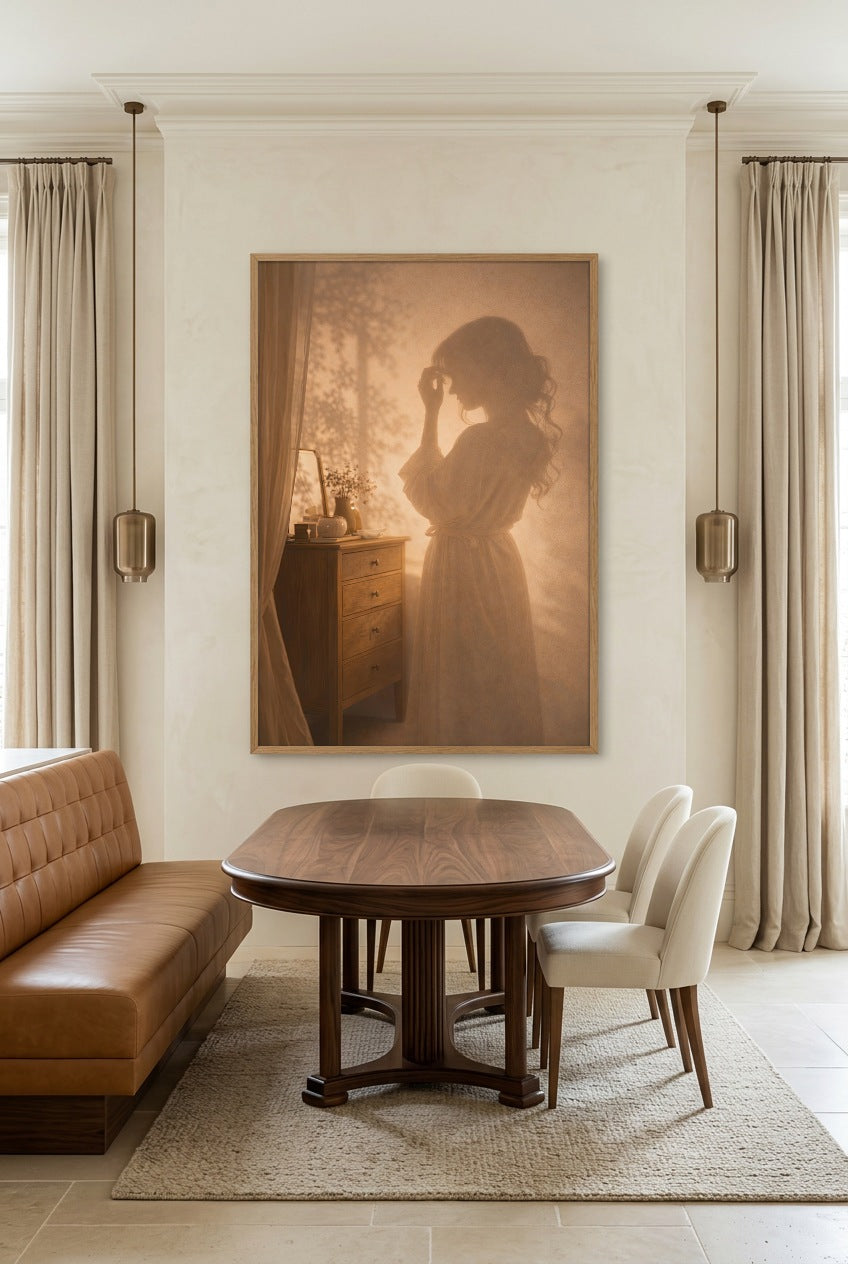 Le Rituel du Soir — poster con cornice in rovere in una sala da pranzo