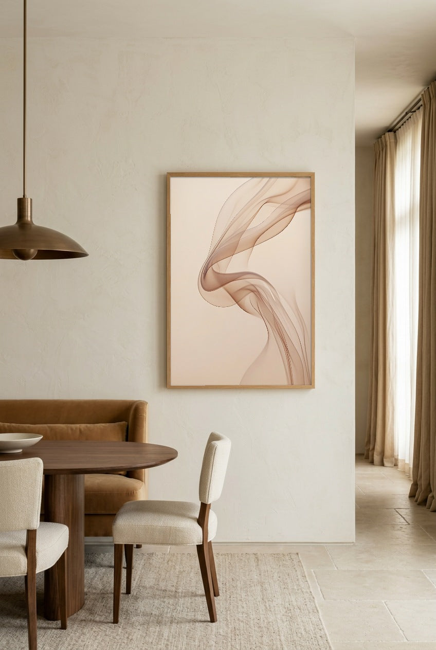 Le Ruban de Sable — affiche en cadre chêne dans une salle à manger