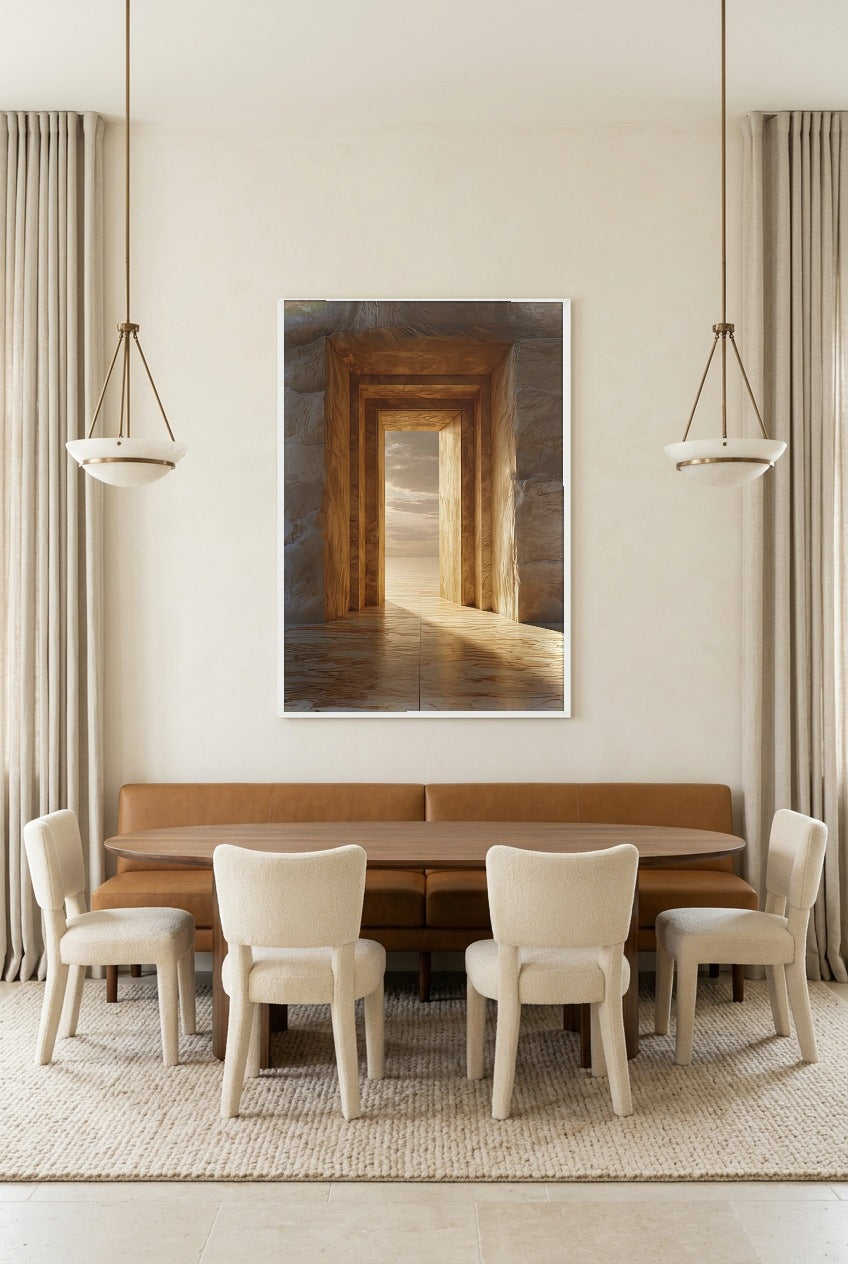 Le Seuil Doré — poster in a white frame in a dining room