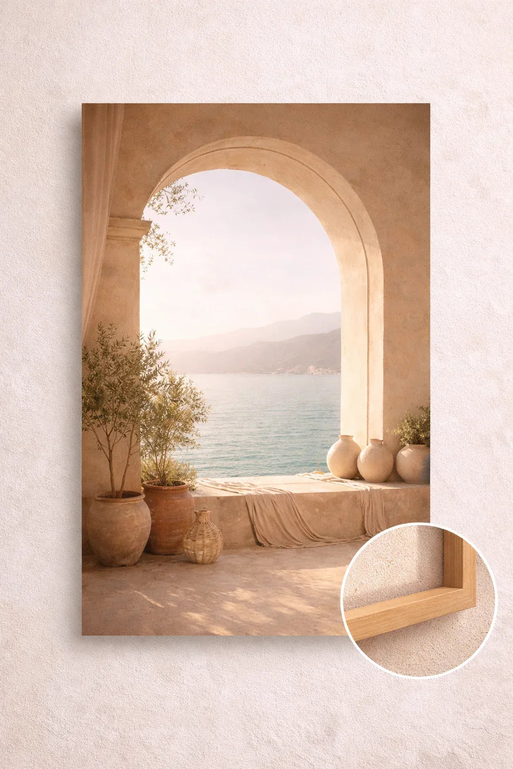 Horizon Méditerranéen — Affiche Murale Minimaliste Beige et Blanc Architecture Méditerranéenne — affiche murale minimaliste | Cassili-home