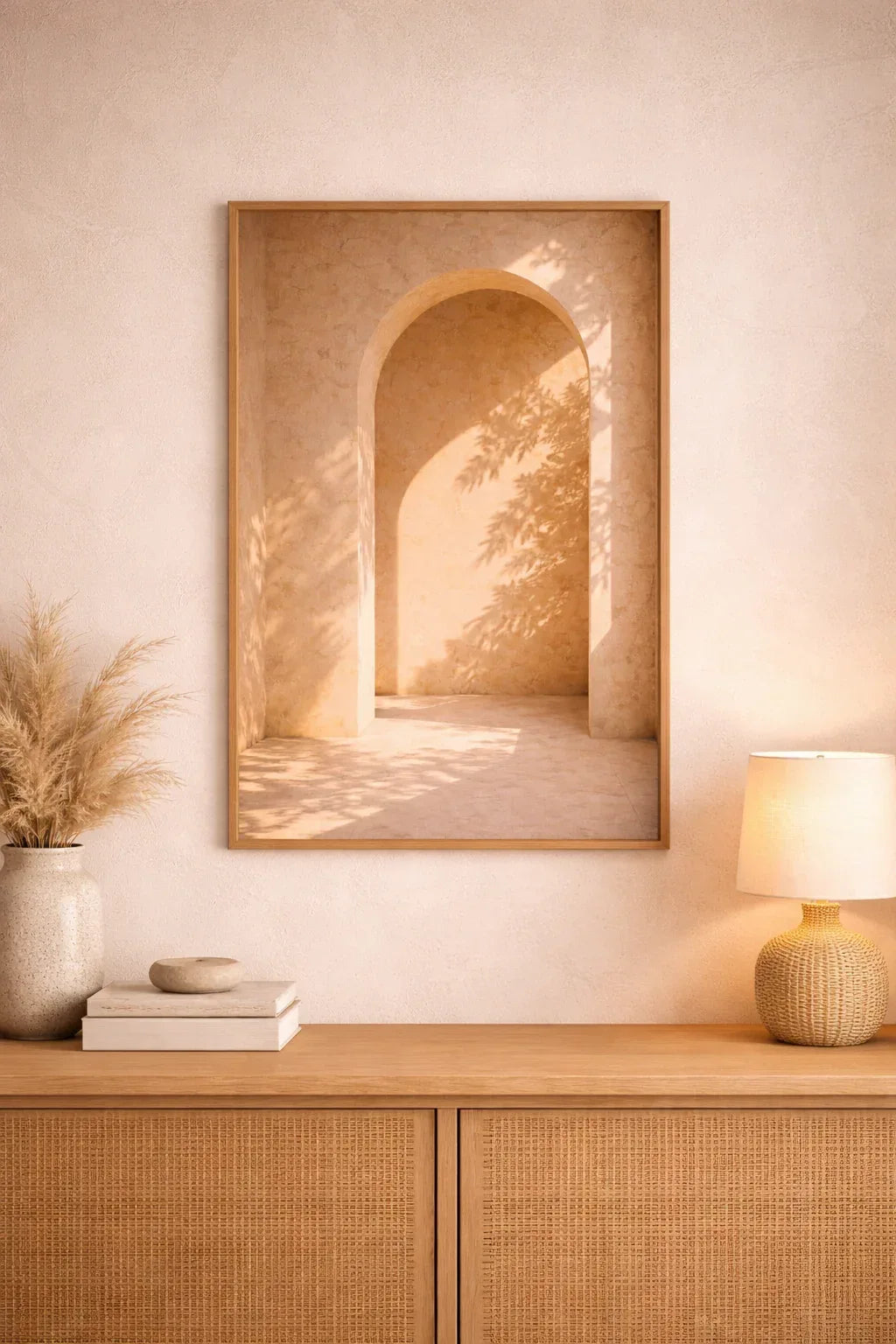 Arche Solaire — Affiche Murale Minimaliste Beige Architecture Méditerranéenne Et Lumière — affiche murale minimaliste | Cassili-home