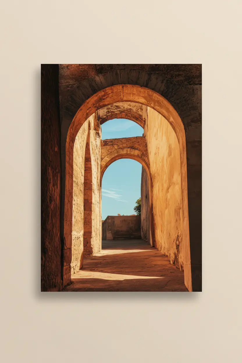 Les Arches du Soleil — Affiche murale minimaliste ocre lumière — affiche murale minimaliste | Cassili-home