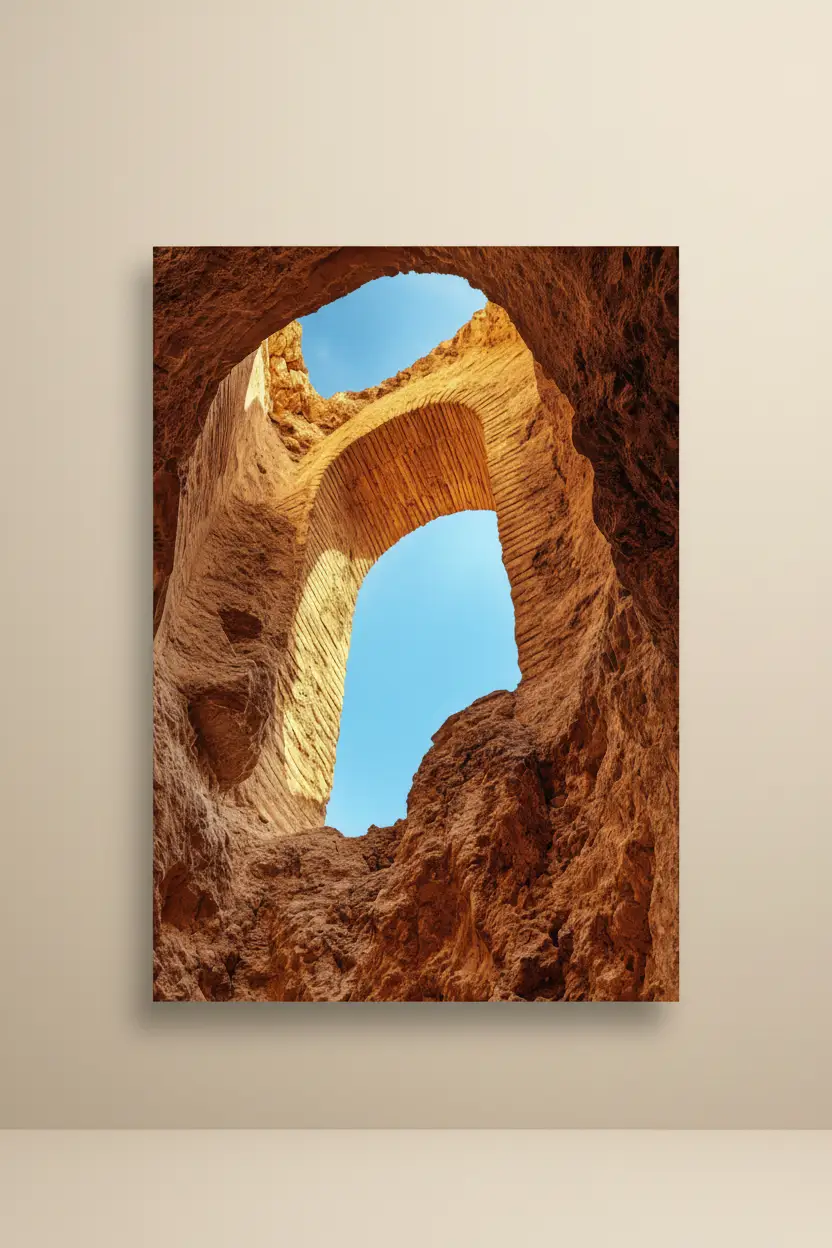 L’Œil du Canyon — Affiche murale minimaliste ocre texture minérale canyon panoramique — affiche murale minimaliste | Cassili-home