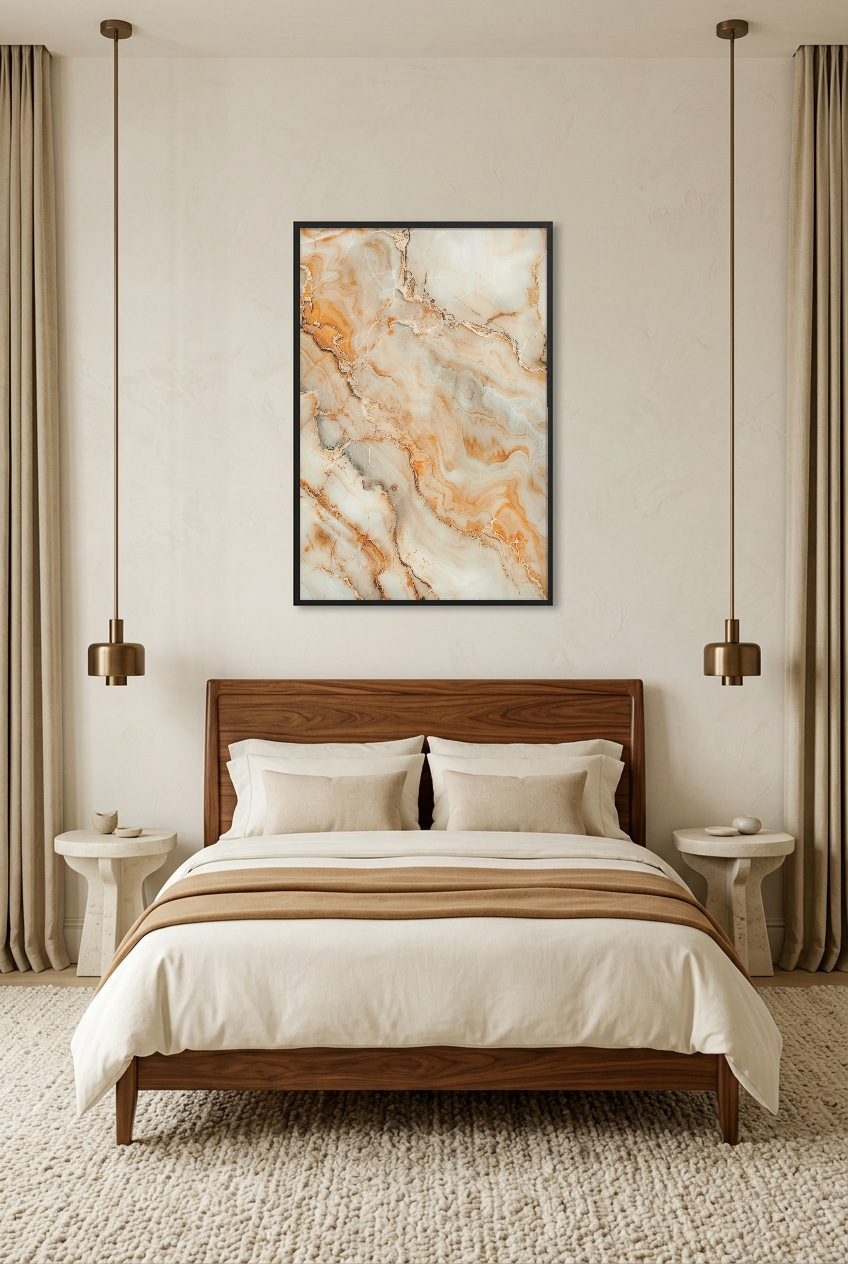 Le Marbre d’Ambre — Poster im schwarzen Rahmen im Schlafzimmer