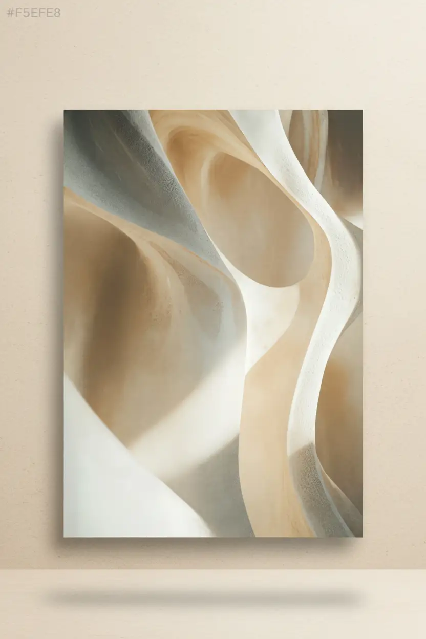 Les Vagues de Craie — Affiche murale minimaliste blanc beige minérale — affiche murale minimaliste | Cassili-home