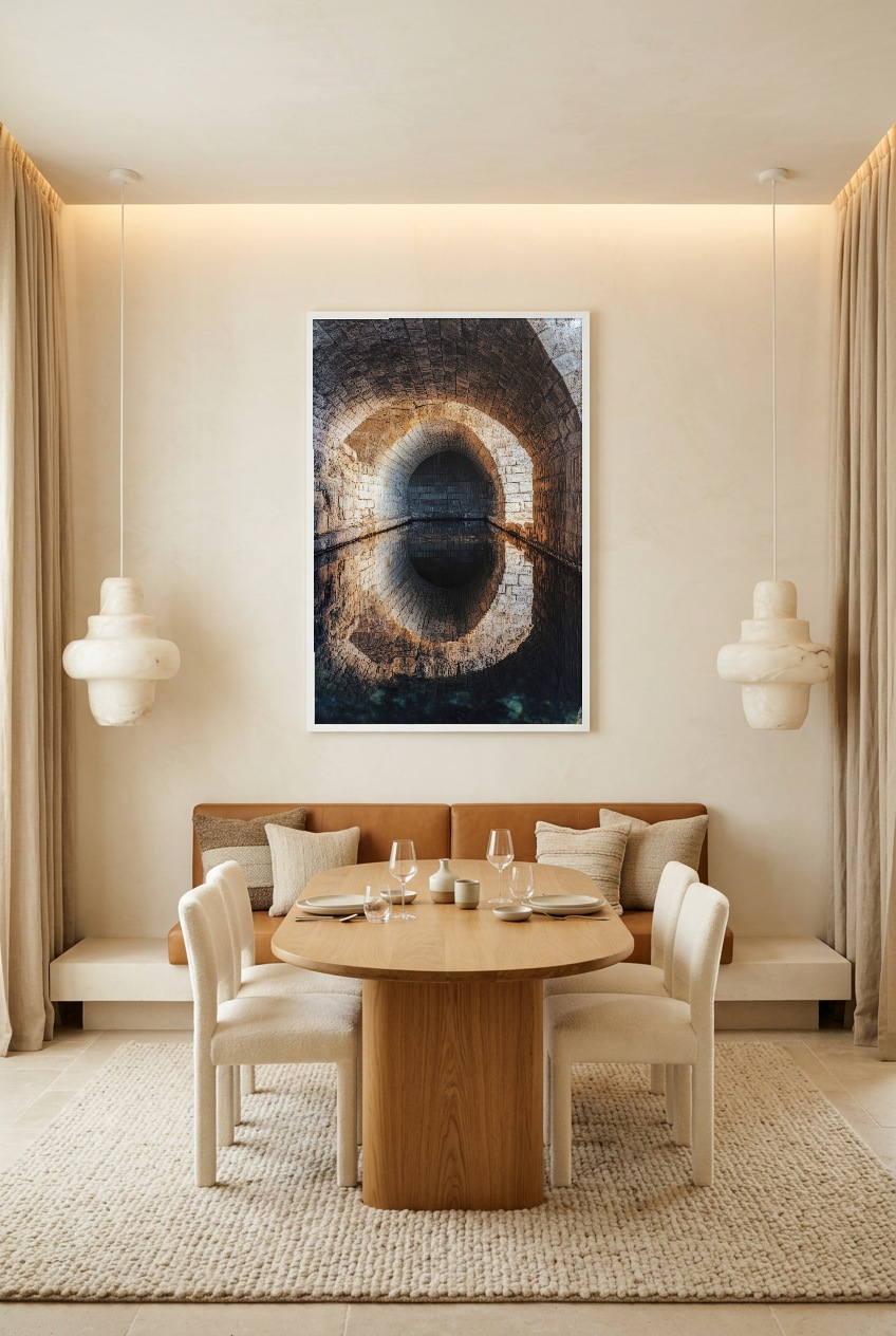 Le Passage Secret — poster in a white frame in a dining room