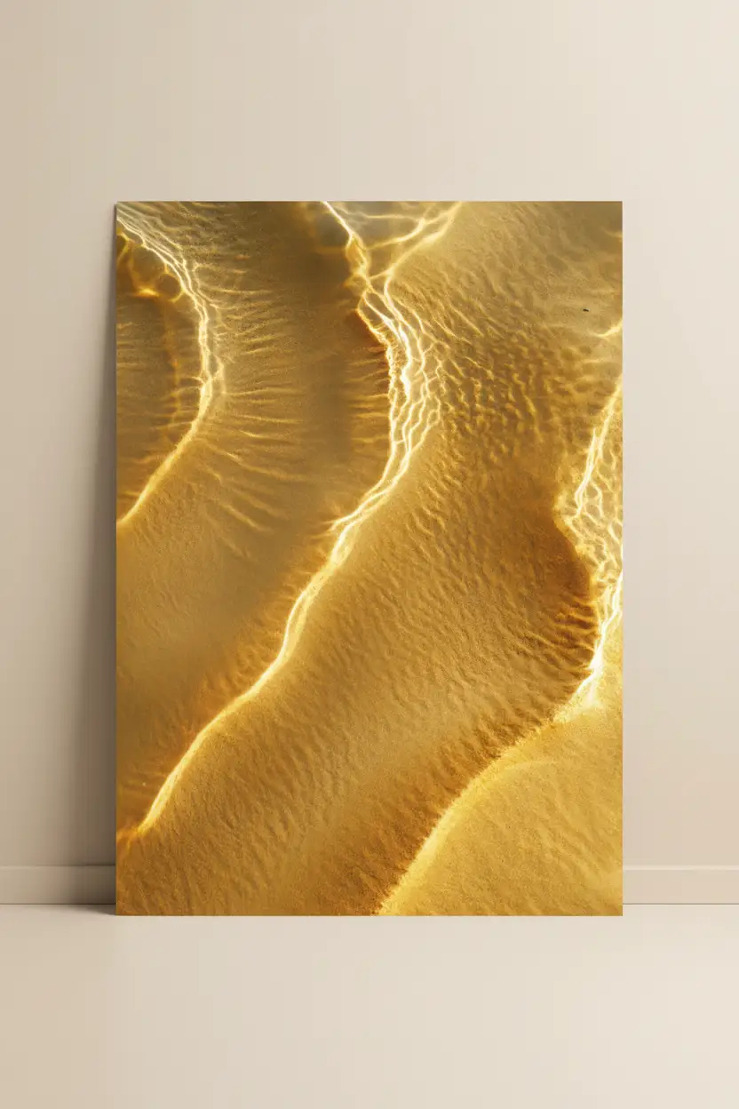 L’Or Du Désert — Affiche Murale Minimaliste Sable Doré Et Dunes Sculptées Sous Lumière Rasante — affiche murale minimaliste | Cassili-home