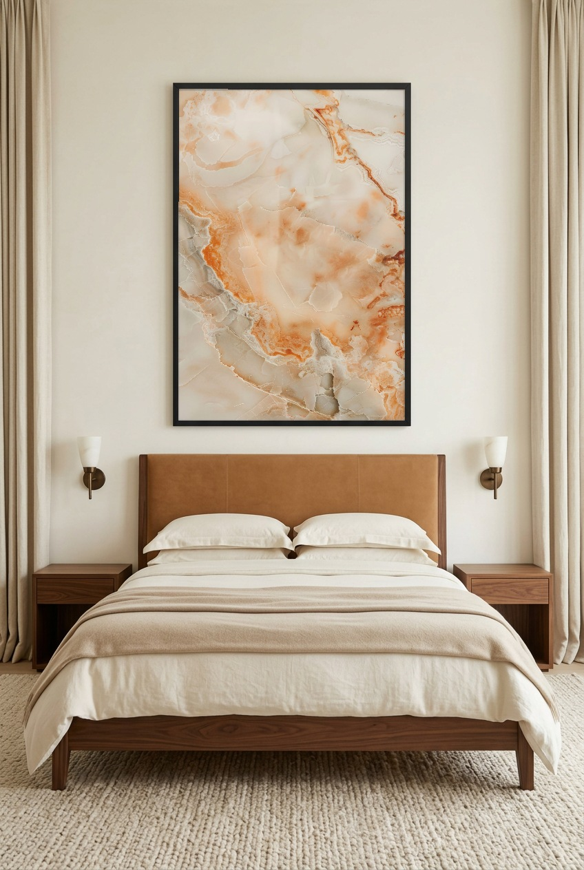 L’Onyx Nacré — Poster im schwarzen Rahmen im Schlafzimmer