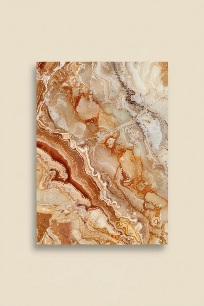 L’Onyx Brûlé — Affiche Murale Minimaliste Terracotta et Beige Texture Minérale Dorée — affiche murale minimaliste | Cassili-home