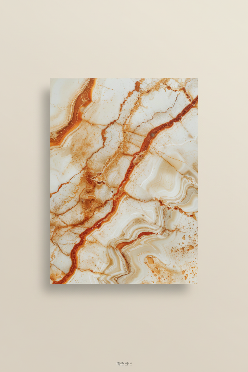 Le Marbre de Feu — Affiche Murale Minimaliste Blanc Ivoire et Terracotta Texture Minérale — affiche murale minimaliste | Cassili-home