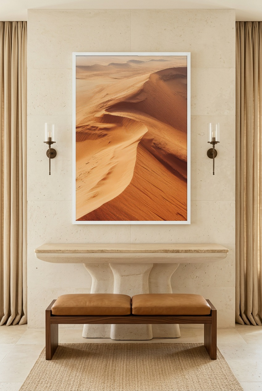 Les Crêtes du Sahara — poster in a white frame in an entryway