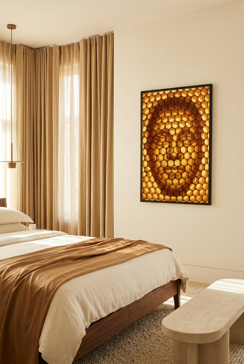 Alvéoles d’Or cadre noir dans une chambre