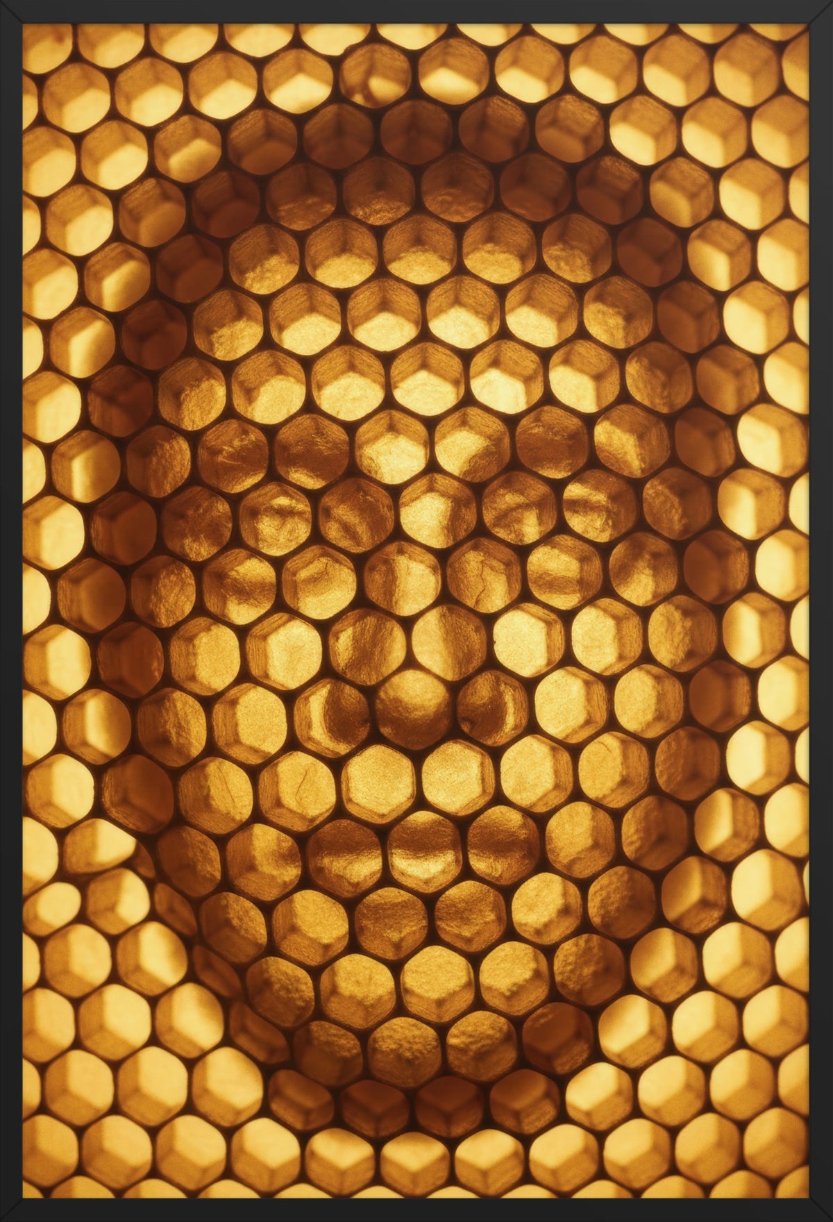 Gold Cells — poster in a black frame, front view