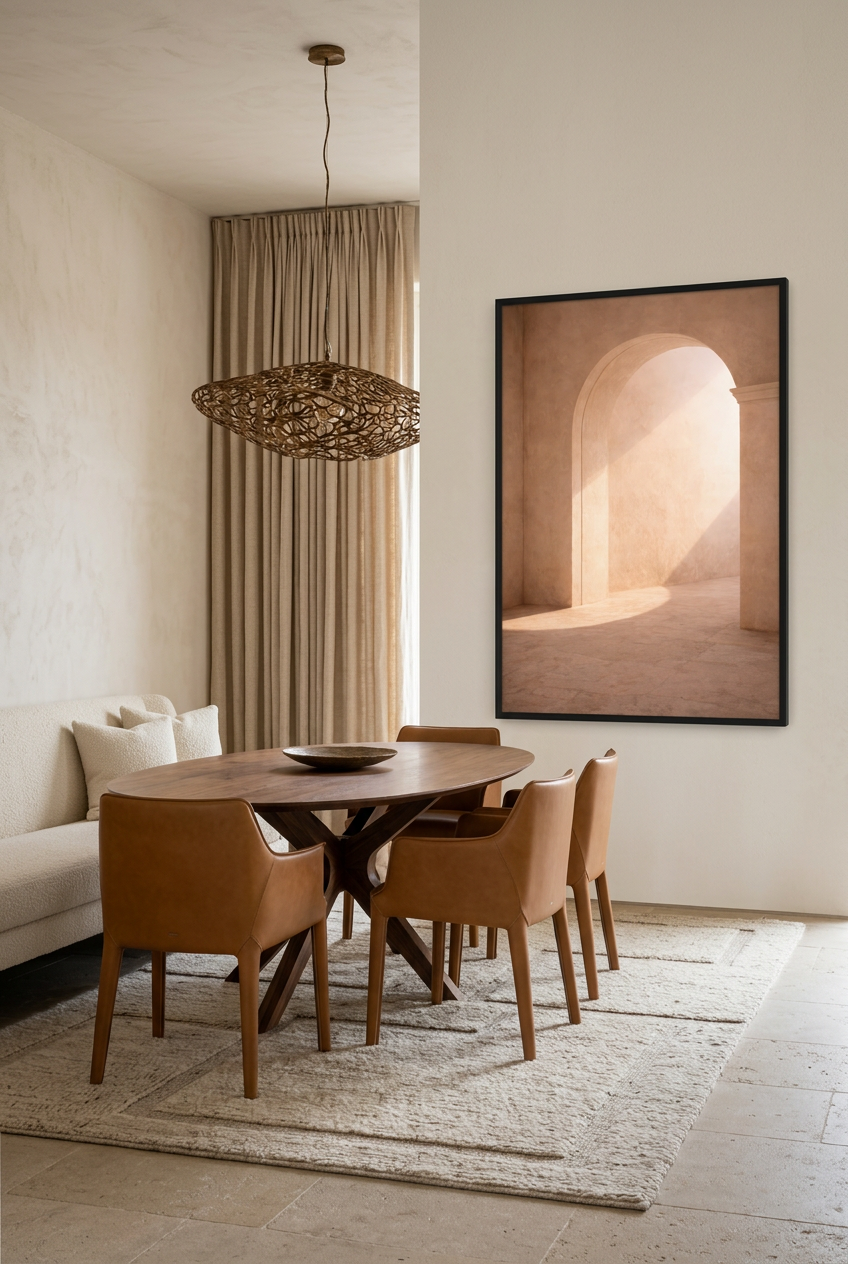 Arch of Light — poster in a black frame in a dining room