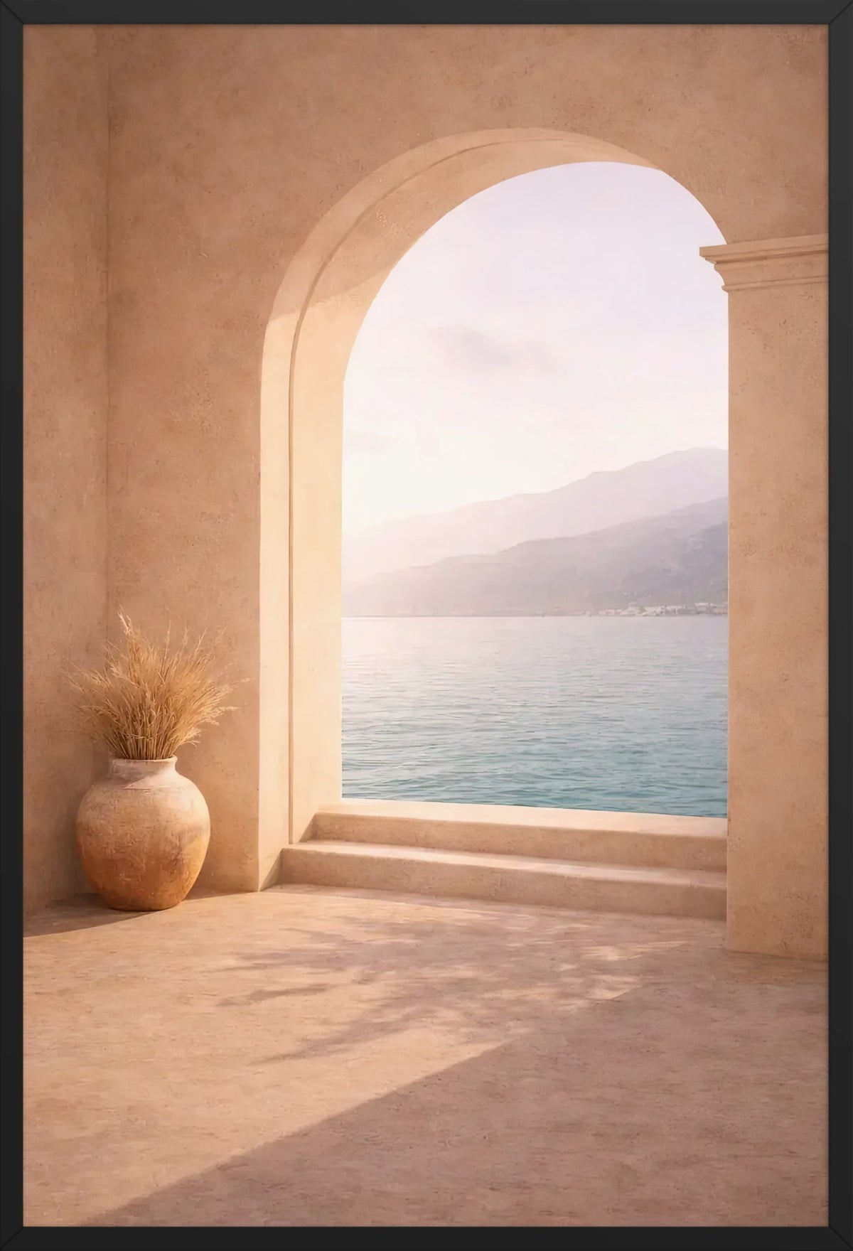 Mediterranean Arch — poster in a black frame, front view