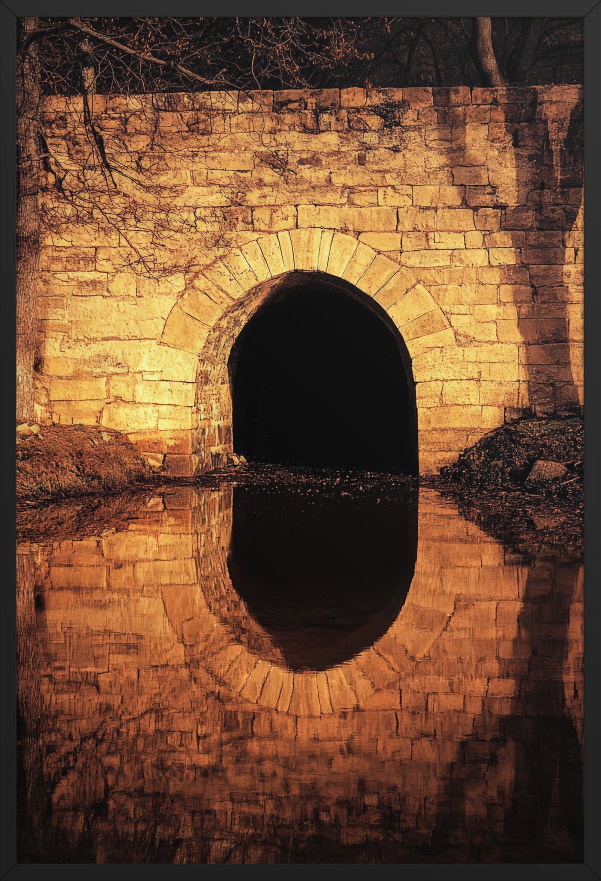 The Golden Arch — poster in a black frame, front view