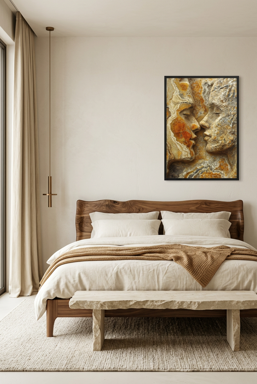 Ember — poster in a black frame above a bed