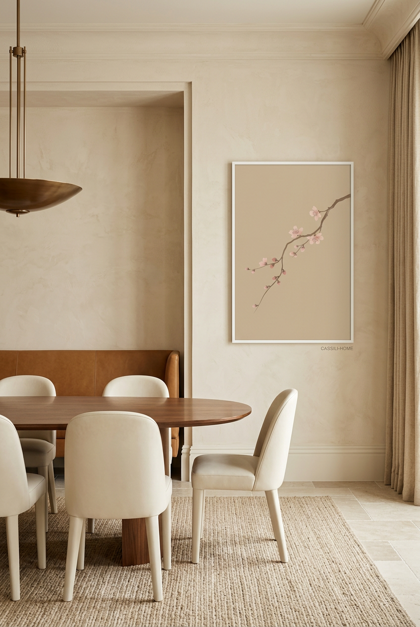 Cherry Blossom Branch — poster in a white frame in a dining room