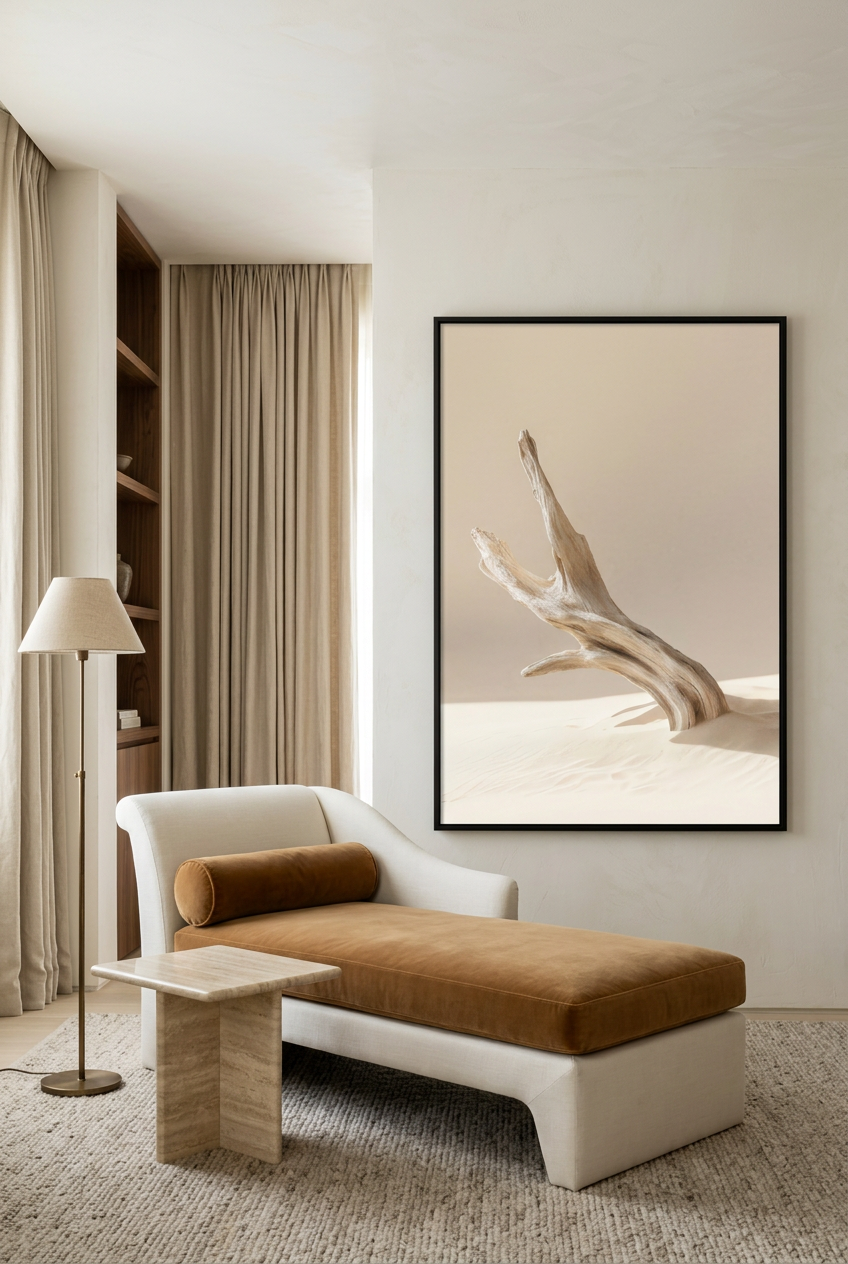 Standing Branch — poster in a black frame in a living room