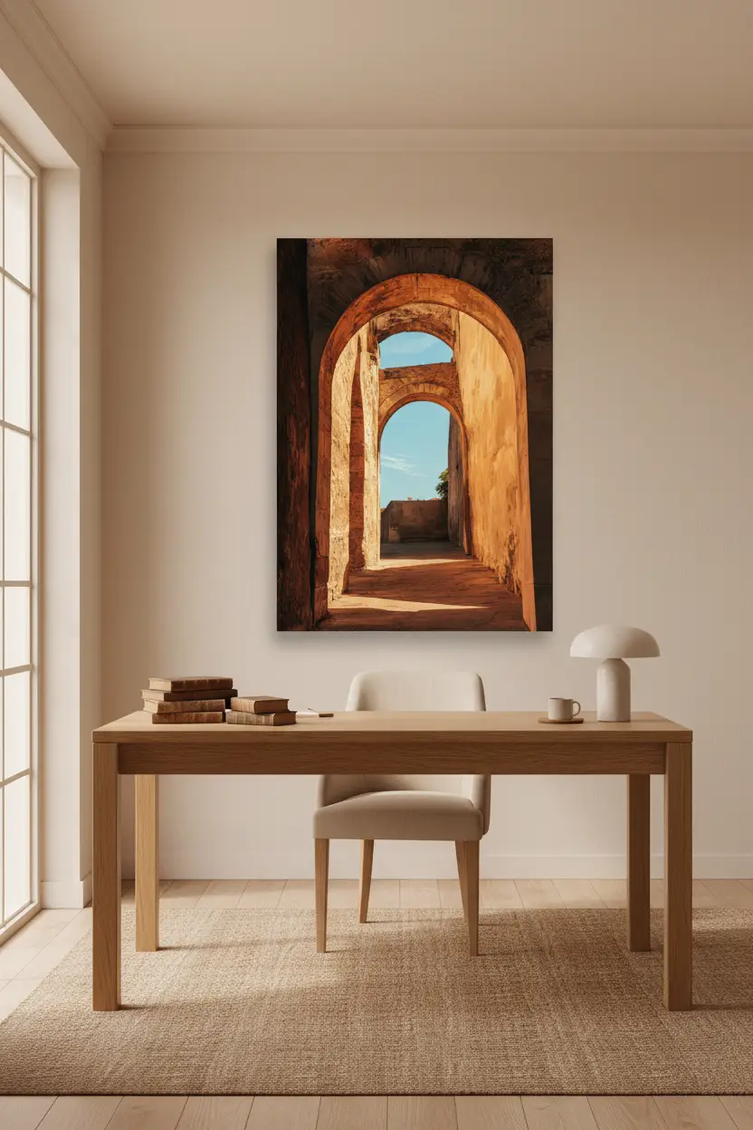 Les Arches du Soleil — Affiche murale minimaliste ocre lumière — affiche murale minimaliste | Cassili-home