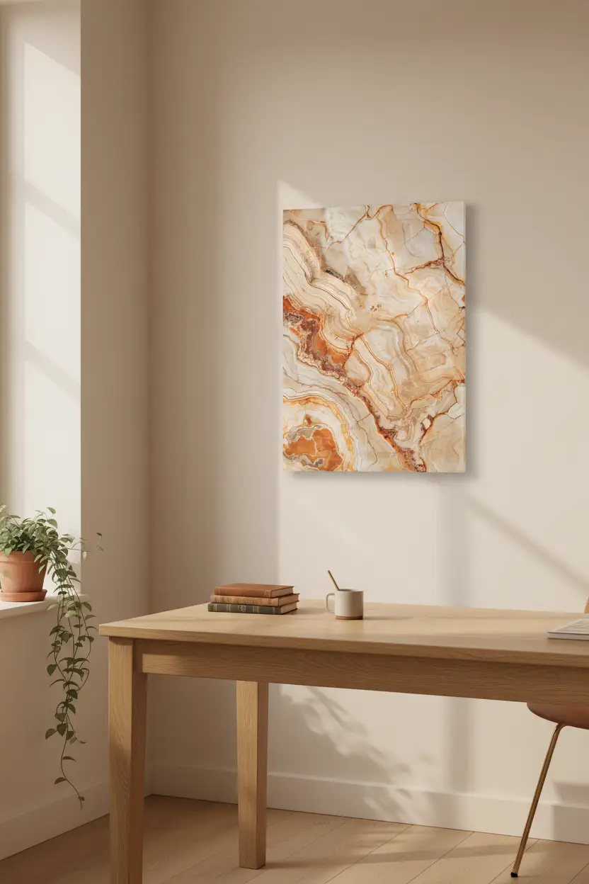 L’Onyx Doré — Affiche murale minimaliste beige texture minérale — affiche murale minimaliste | Cassili-home