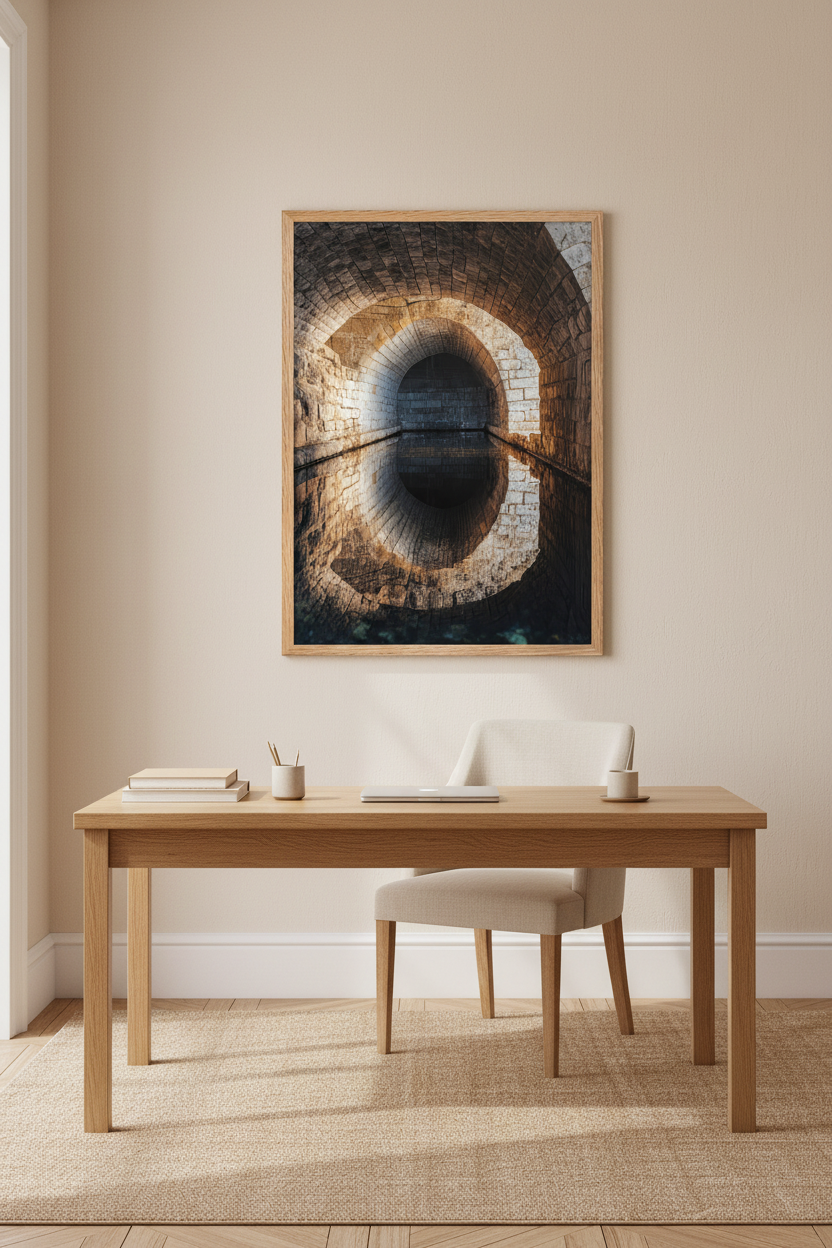 Le Passage Secret — Affiche murale minimaliste gris et beige texture minérale et lumière douce — affiche murale minimaliste | Cassili-home