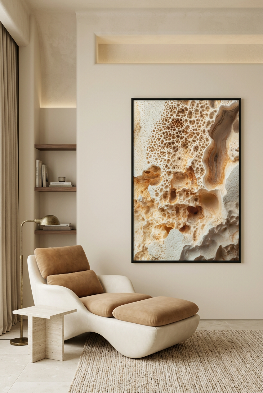 Alveolar Limestone — poster in a black frame in a living room