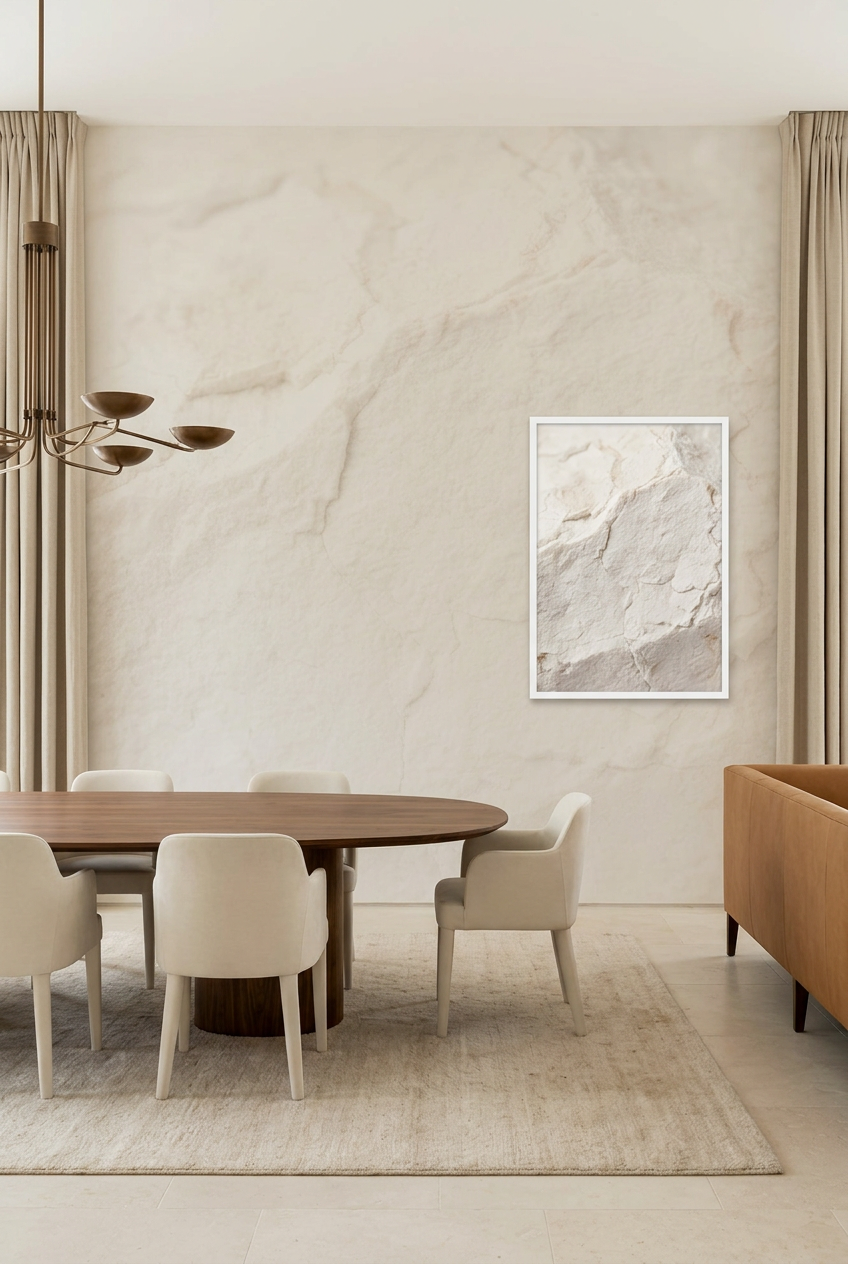 White Limestone — poster in a white frame in a dining room