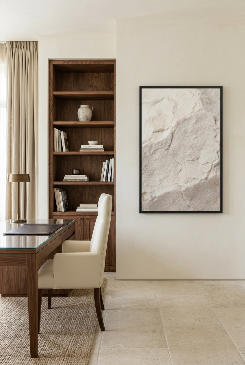 White Limestone — poster in a black frame in a home office