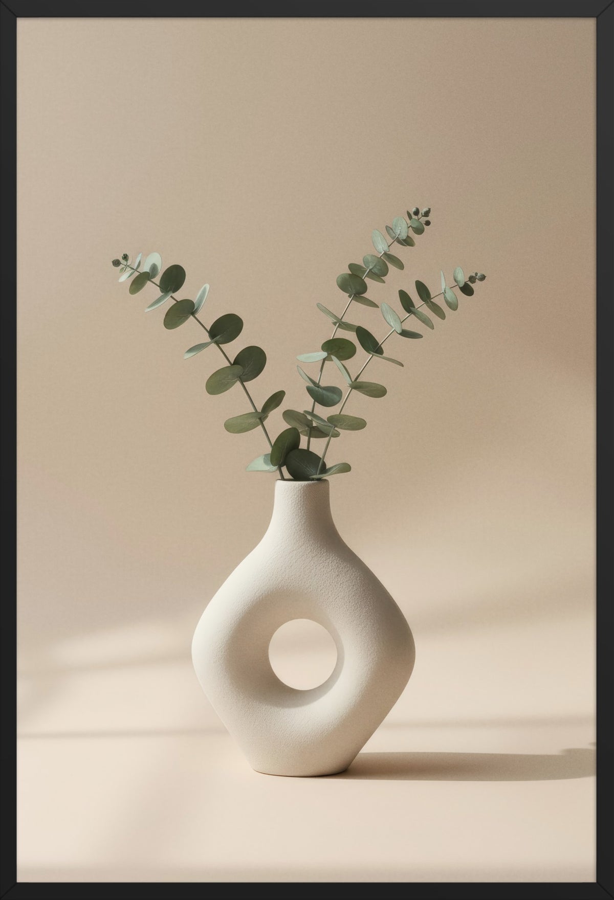 Circle & Eucalyptus — poster in a black frame, front view
