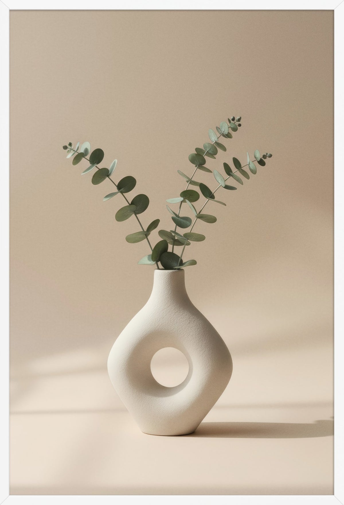 Circle & Eucalyptus — poster in a white frame, front view