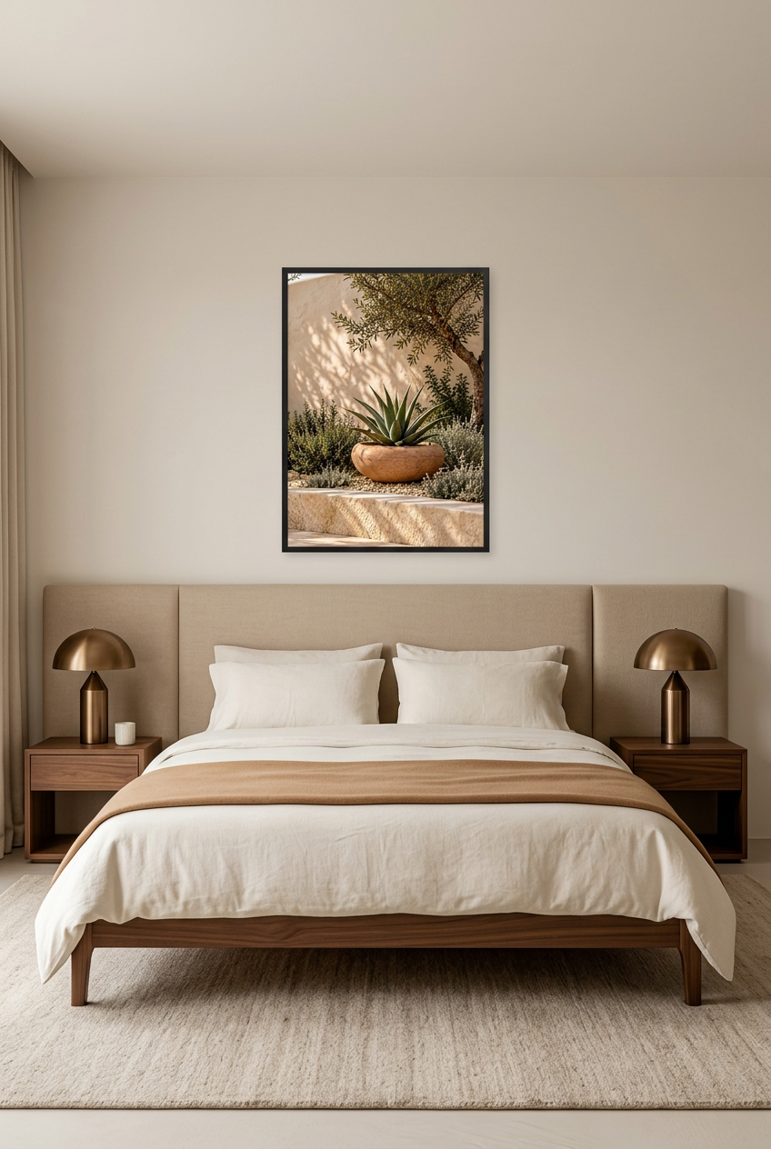 L'Aloès en Pot — affiche en cadre noir dans une chambre