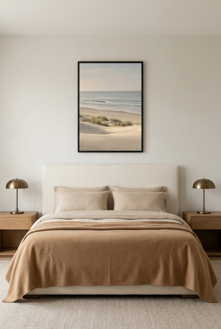 La Vague Lointaine — affiche en cadre noir dans une chambre