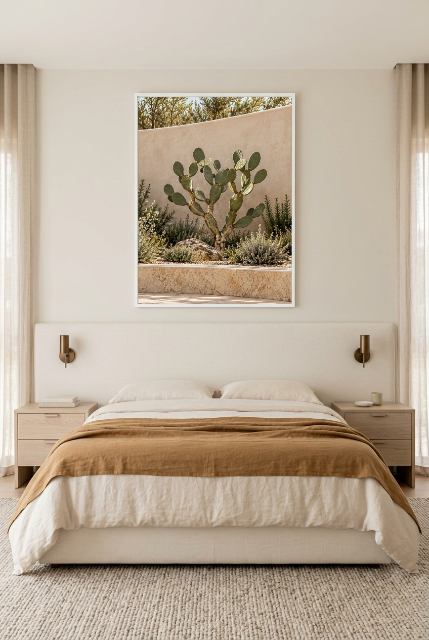 De Vijgcactus — poster in witte lijst in een slaapkamer