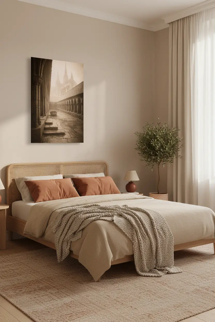 Cloître dans la Brume — Affiche murale minimaliste sépia architecture — affiche murale minimaliste | Cassili-home