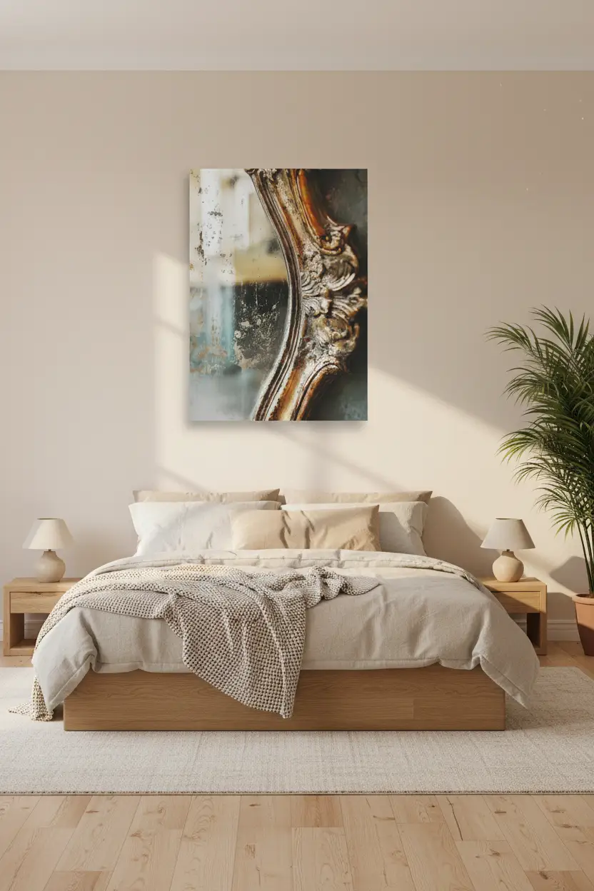 Le Miroir du Temps — Affiche murale minimaliste doré patiné Minérale — affiche murale minimaliste | Cassili-home