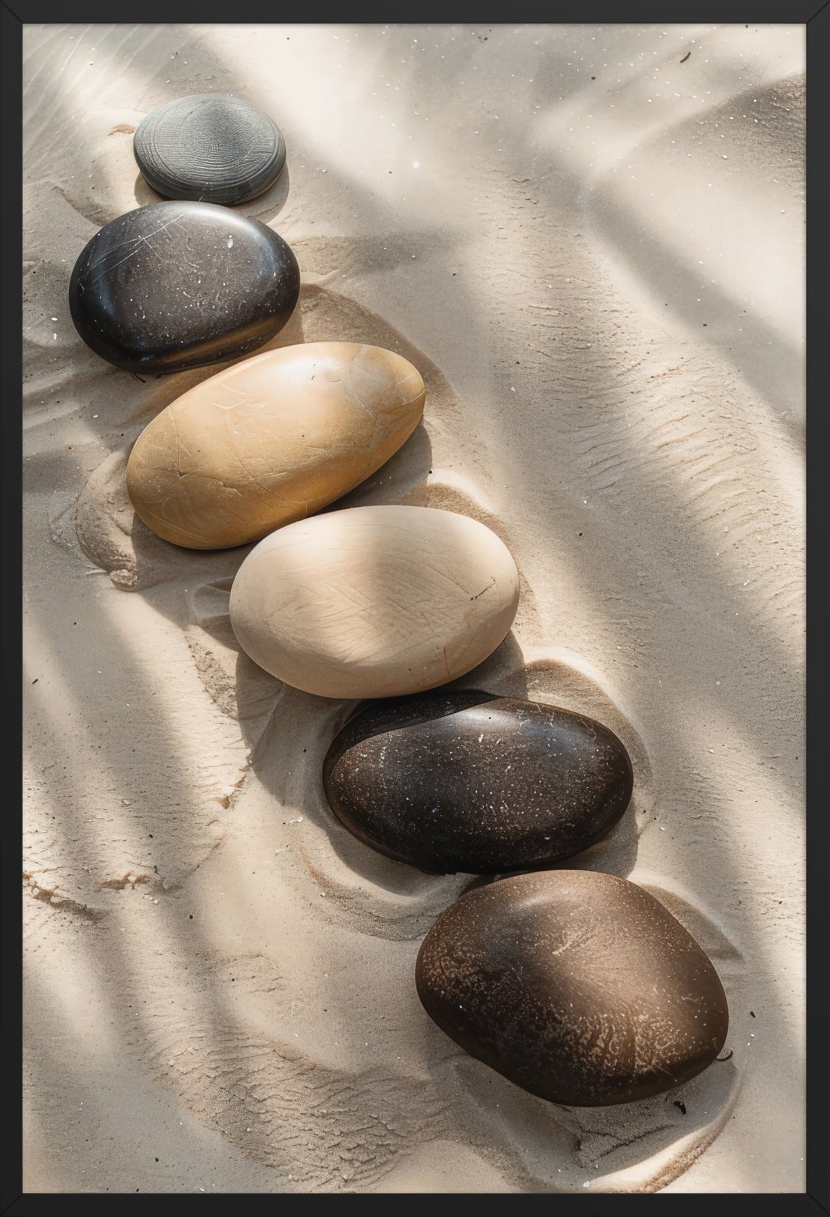 Pebble Path — poster in a black frame, front view