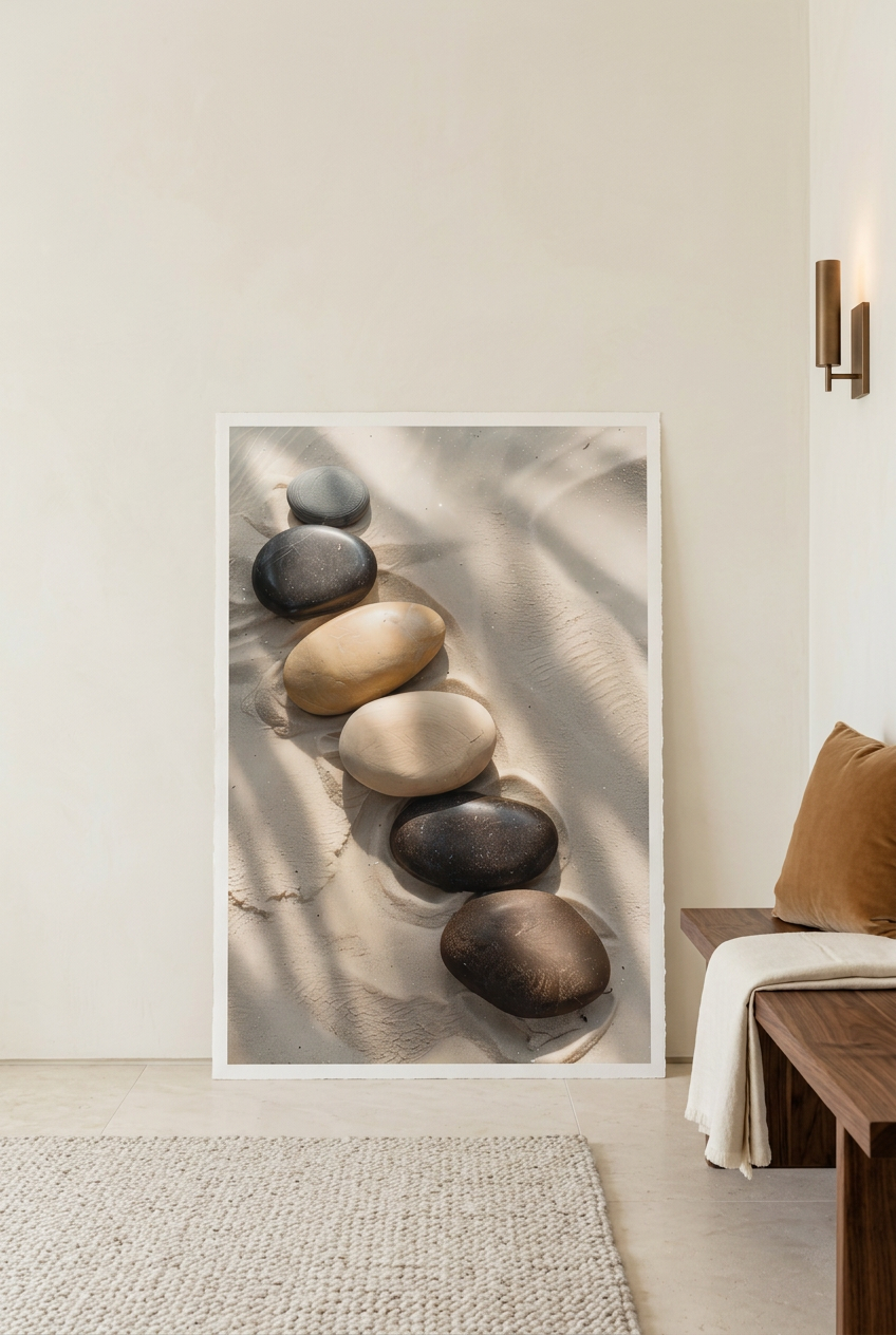 Pebble Path — poster leaning against a wall on the floor
