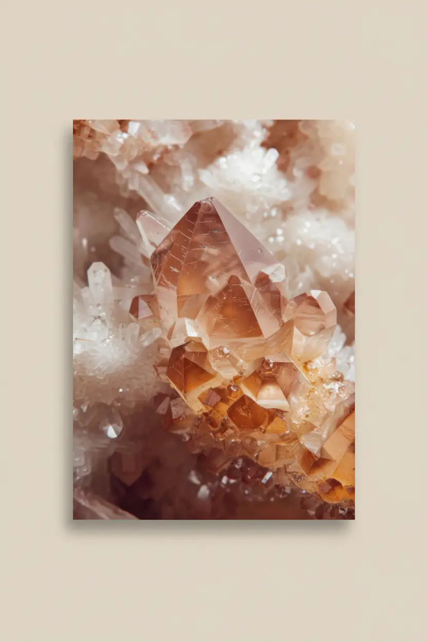 Citrine — Affiche Murale Minimaliste Ambre Et Blanc Cristaux Minéraux Et Lumière — affiche murale minimaliste | Cassili-home