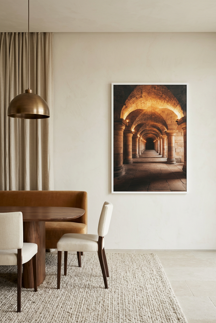 Eternal Colonnade — poster in a white frame in a dining room