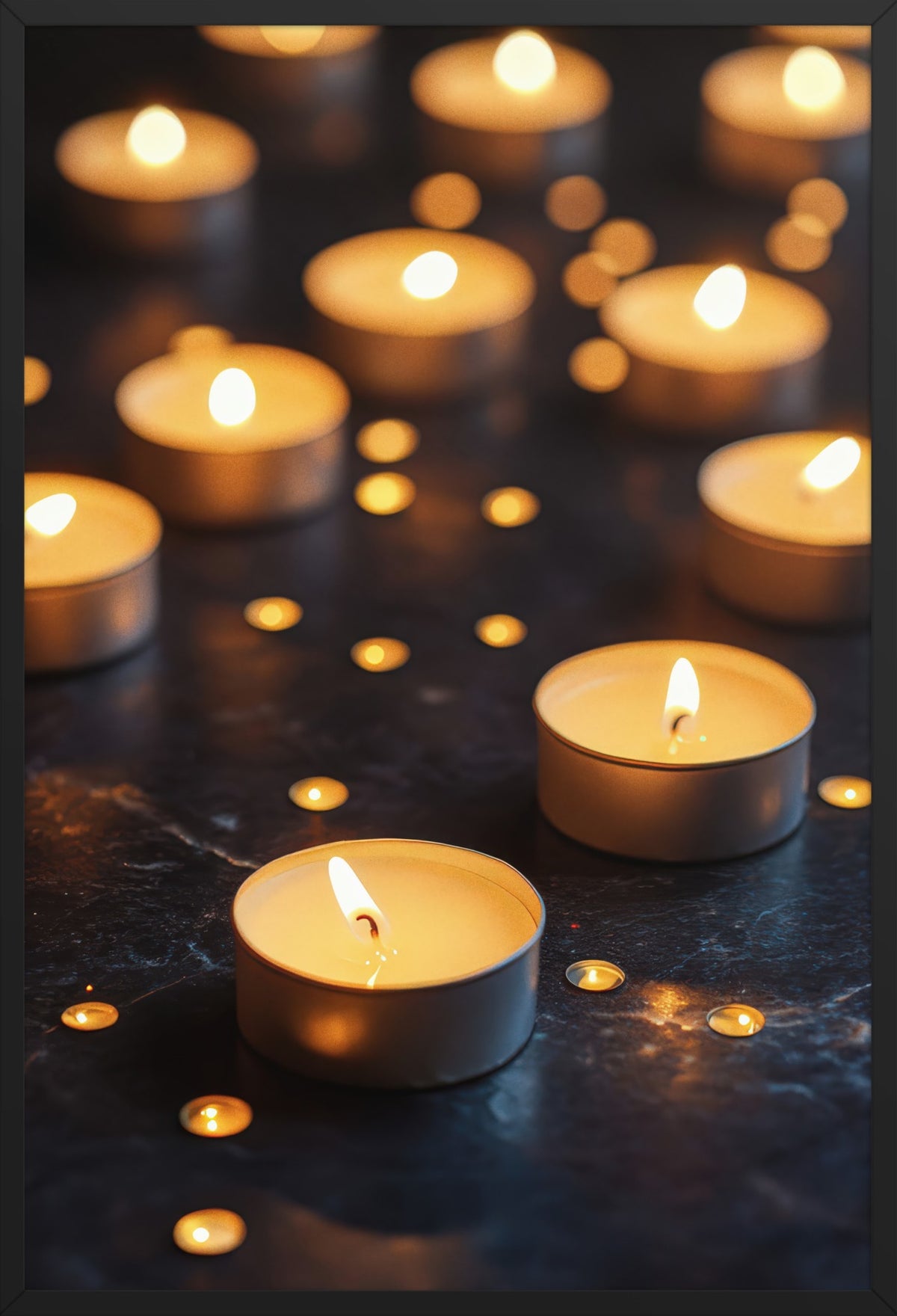 Constellation of Candles — poster in a black frame, front view