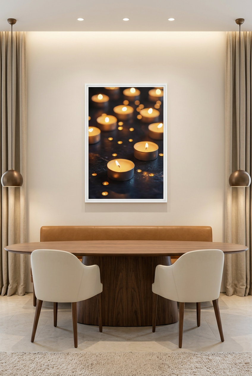 Constellation of Candles — poster in a white frame in a dining room