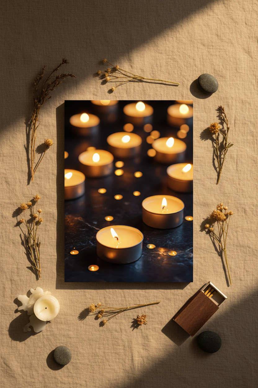 Constellation of Candles — Minimalist black and gold light wall art