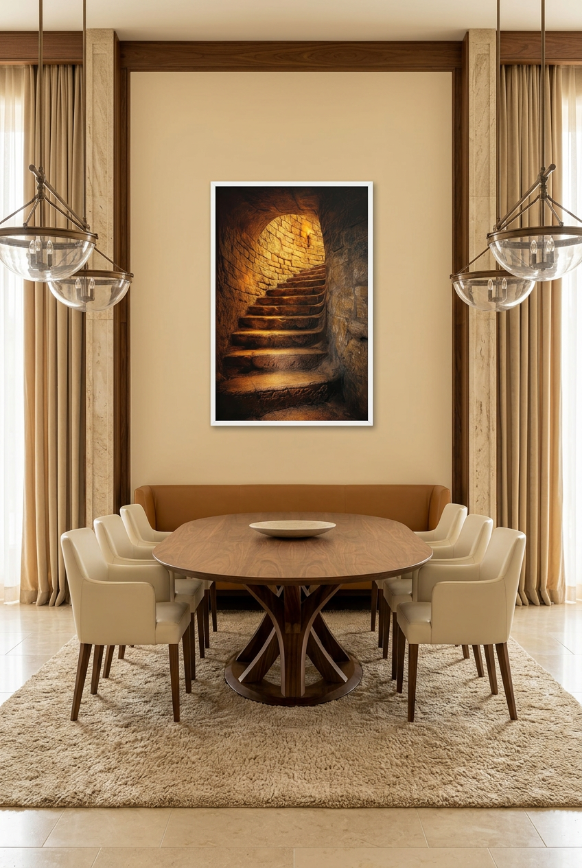 Golden Crypt — poster in a white frame in a dining room