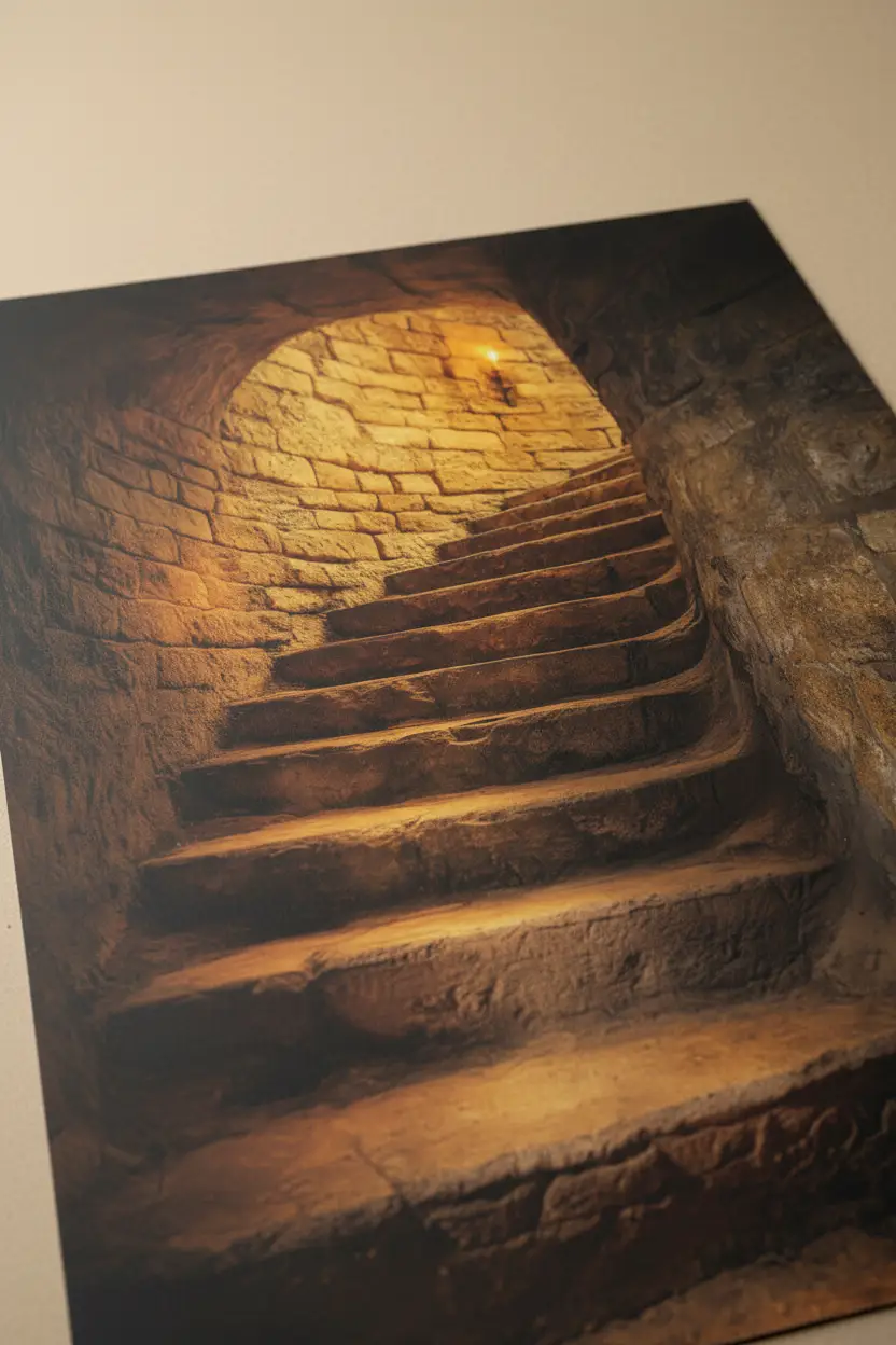 Crypte Dorée — Affiche murale minimaliste ocre et pierre lumière méditerranéenne — affiche murale minimaliste | Cassili-home