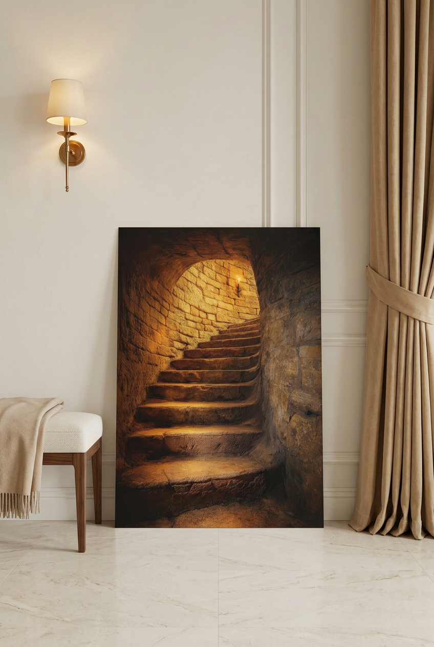 Golden Crypt — unframed poster leaning on the floor